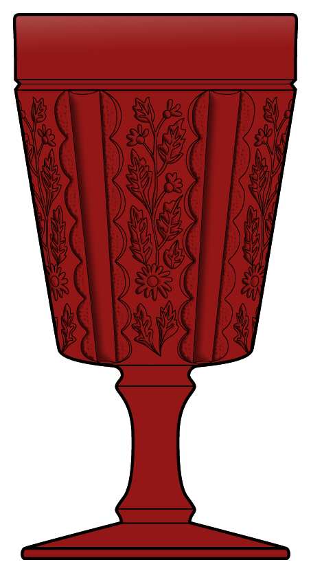 Paneled Daisy Ruby Water Goblet by L G Wright Glass-1