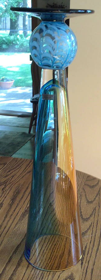 Evolution (Turquoise & Amber) Single Pillar Candlestick by Waterford Crystal-1