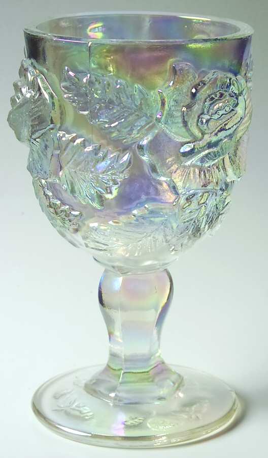 Wild Rose Iridescent Water Goblet by L G Wright Glass-1