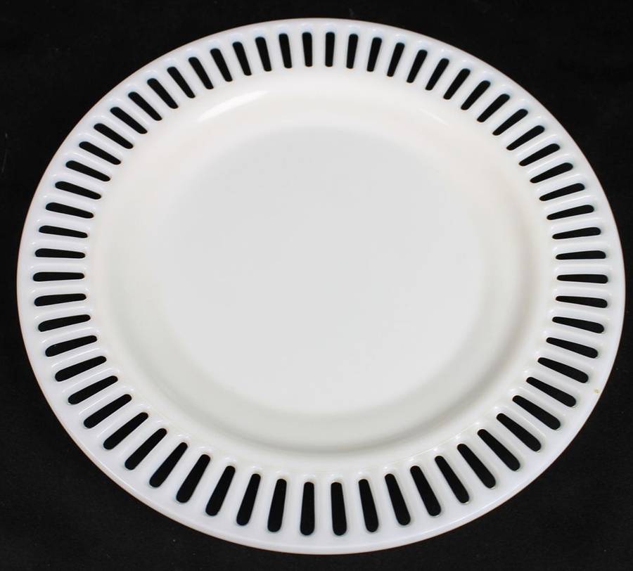 Spoke and Rim Milk Glass 10" Footed Round Bowl by Westmoreland-1