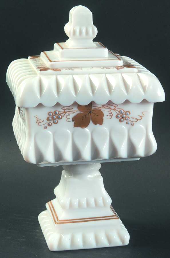 Wedding Milk Glass (Gold Accent) Small Wedding Bowl & Lid by Westmoreland-1