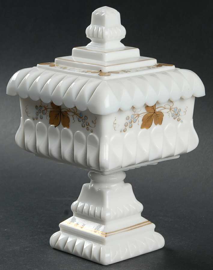 Wedding Milk Glass (Gold Accent) Medium Wedding Bowl & Lid by Westmoreland-1