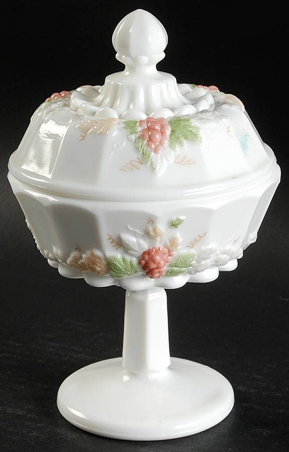 Paneled Grape Pastel Decoration Compote & Lid by Westmoreland-1