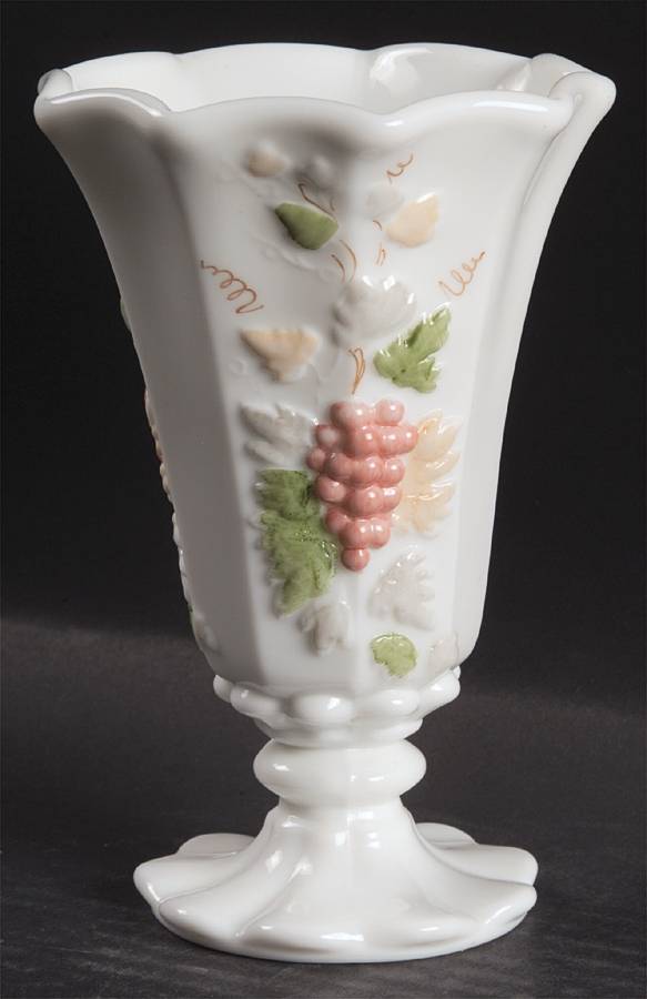 Paneled Grape Pastel Decoration 5" Decorated Belled Vase by Westmoreland-1