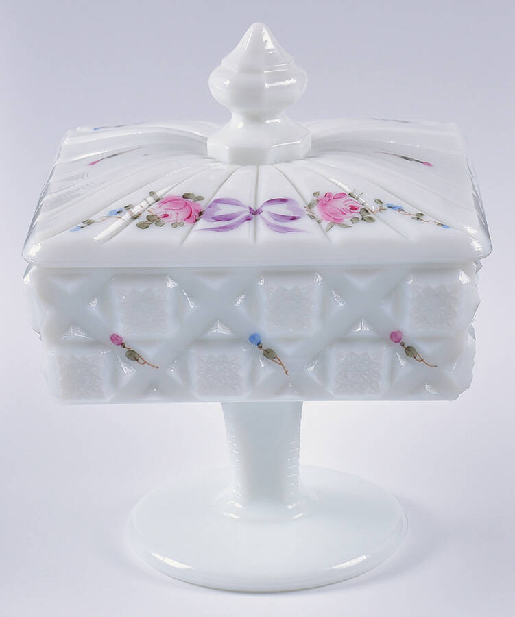 Roses & Bows Footed Candy Dish & Lid by Westmoreland-1