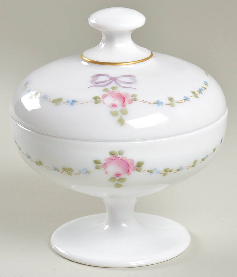 Roses & Bows 6" Compote & Lid by Westmoreland-1