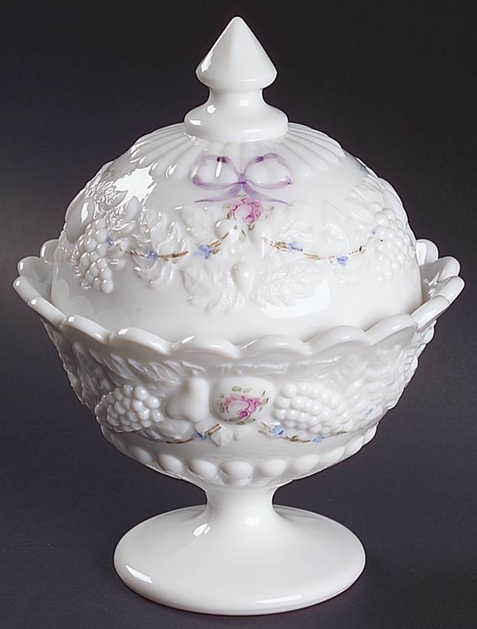 Roses & Bows Footed Candy Box with Lid by Westmoreland-1
