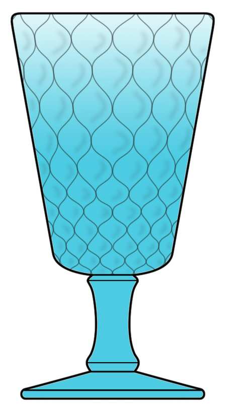 Diamond Quilted Blue Water Goblet by L G Wright Glass-1