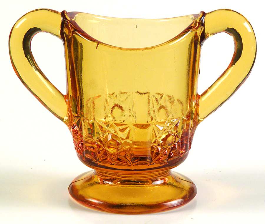 Daisy and Cube Amber Open Sugar by L G Wright Glass-1
