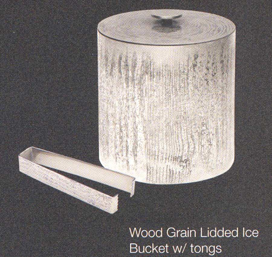 Wood Grain Ice Bucket with Tongs by Waterford Crystal-1