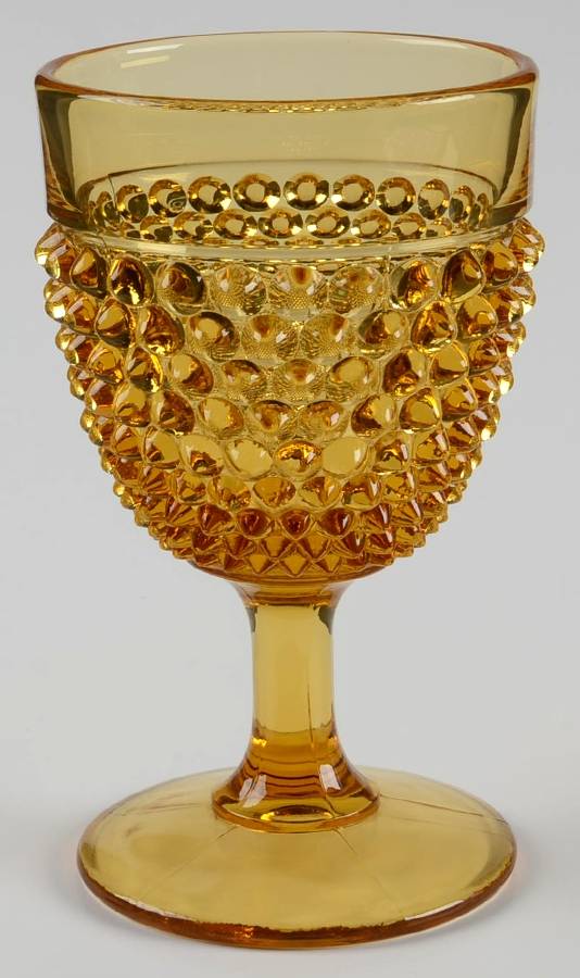 Hobnail Amber Water Goblet by L G Wright Glass-1