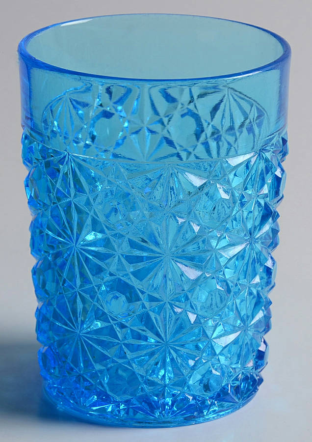 Daisy and Button Dark Blue 8 Oz Flat Tumbler by L G Wright Glass-1