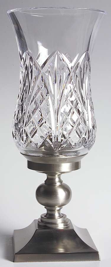 Waterville Hurricane Lamp & Pewter Base by Waterford Crystal-1