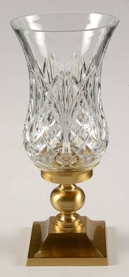Waterville Hurricane Lamp & Brass Base by Waterford Crystal-1