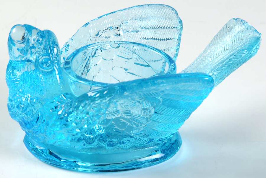 Animals & Figurines Bird with Berry Salt Dip by L G Wright Glass-1