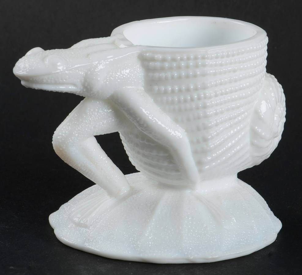 Animals & Figurines Milkglass Frog Toothpick Holder by L G Wright Glass-1
