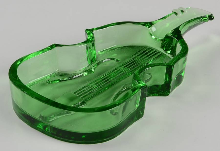 Animals & Figurines Violin Ashtray by L G Wright Glass-1