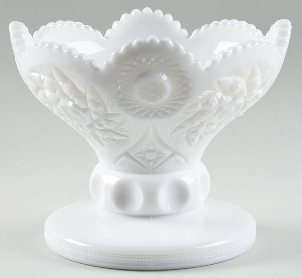 Buzz Star Milk Glass Punch Bowl Stand by Westmoreland-1