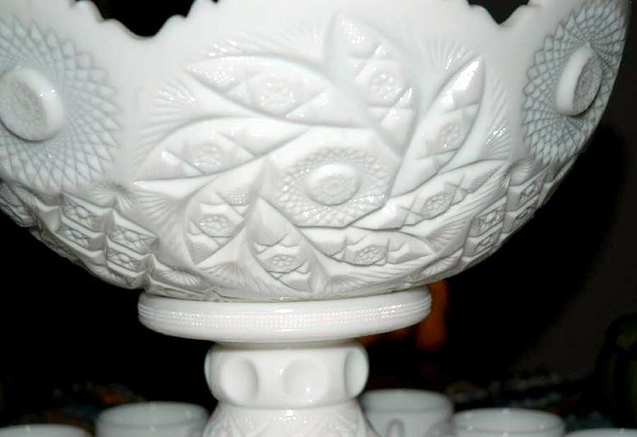 Buzz Star Milk Glass Punch Bowl by Westmoreland-1