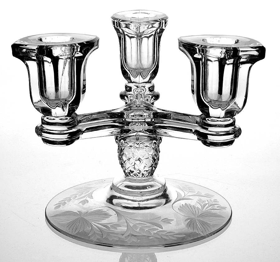 Oak 3 Light Candlestick by Wabash Cutting -1