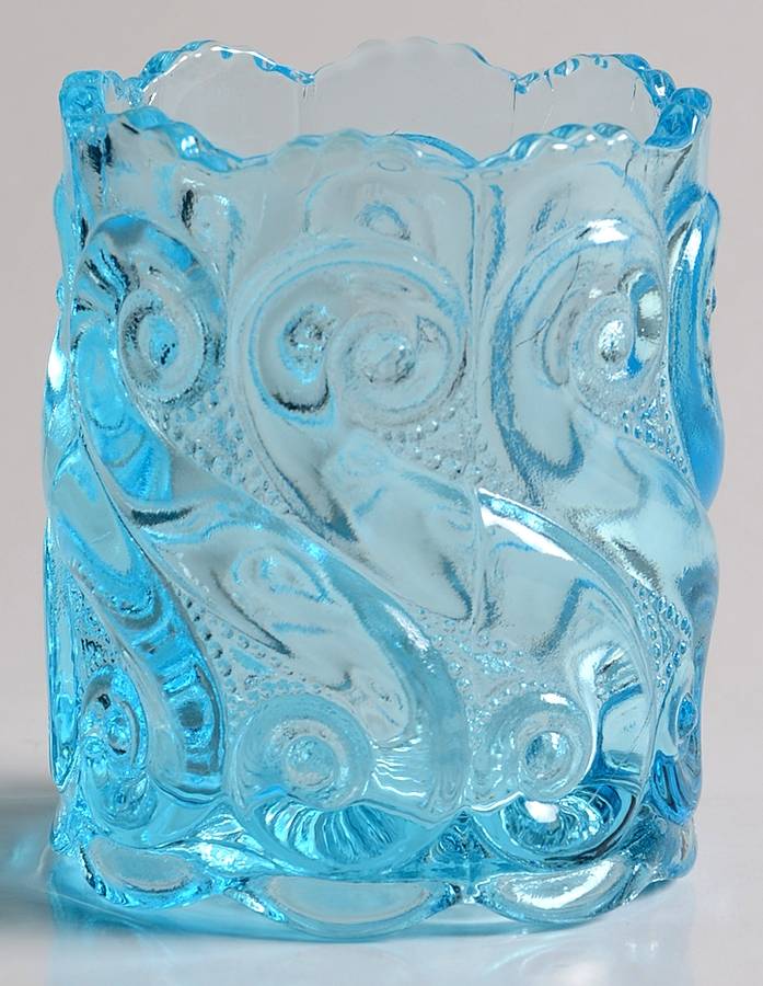 S Blue Toothpick Holder by L G Wright Glass-1