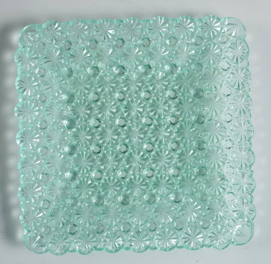 Daisy and Button Light Green Square Salad Plate by L G Wright Glass-1