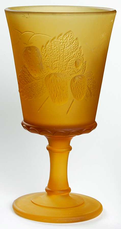Strawberry and Currant Amber Satin Water Goblet by L G Wright Glass-1