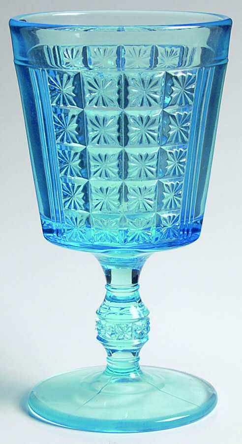 Two Panel Blue Water Goblet by L G Wright Glass-1