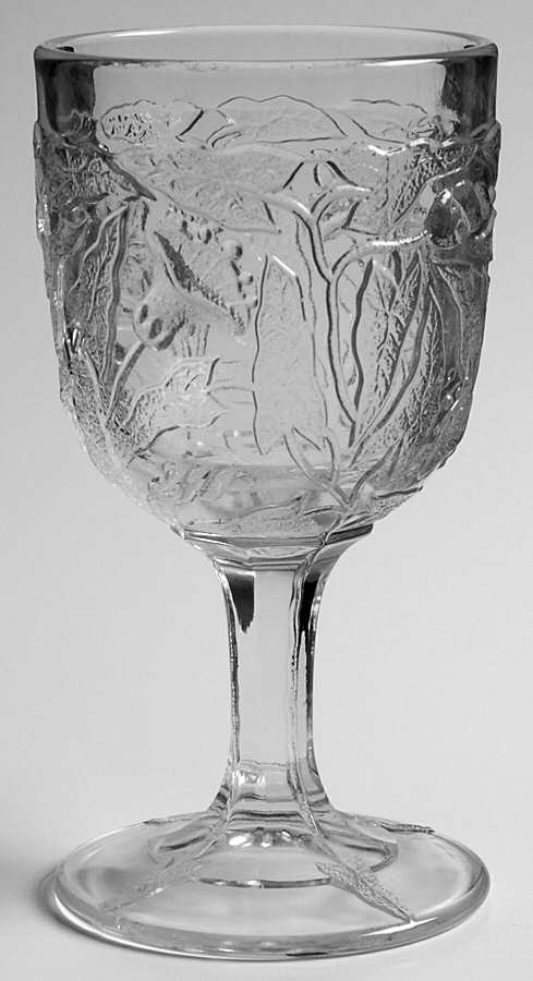 Morning Glory Clear Water Goblet by L G Wright Glass-1