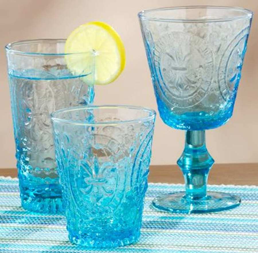 Fleur de Lys Blue Water Goblet by World Market-1
