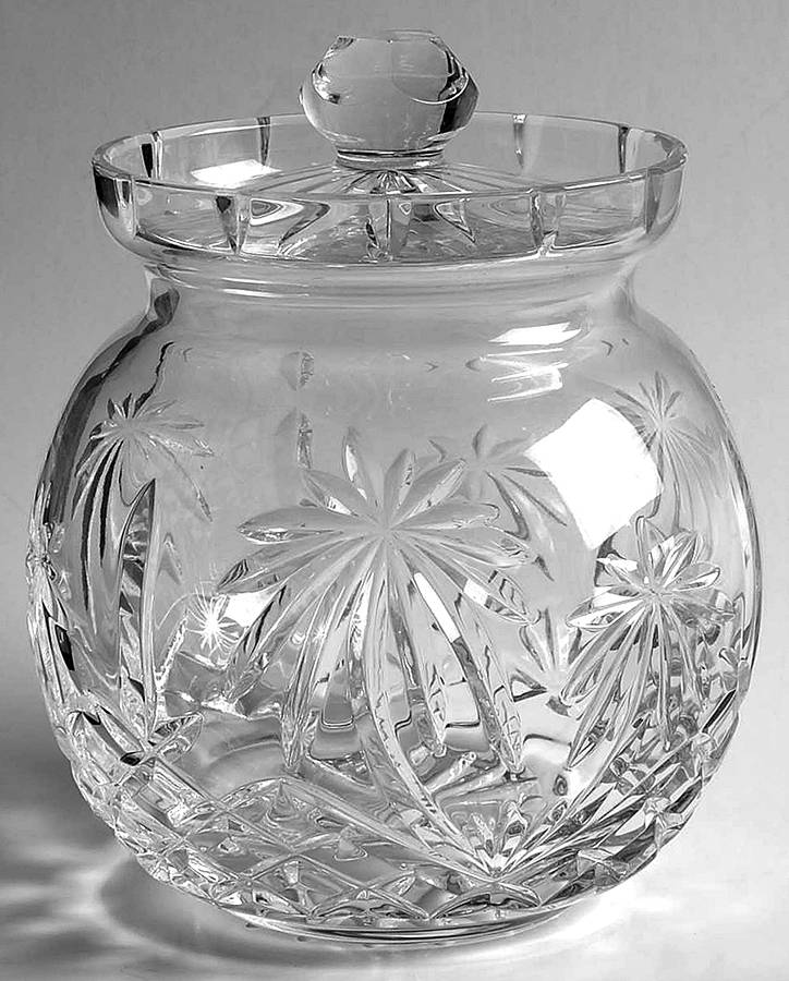 Palm Tree Biscuit Barrel & Lid by Waterford Crystal-1