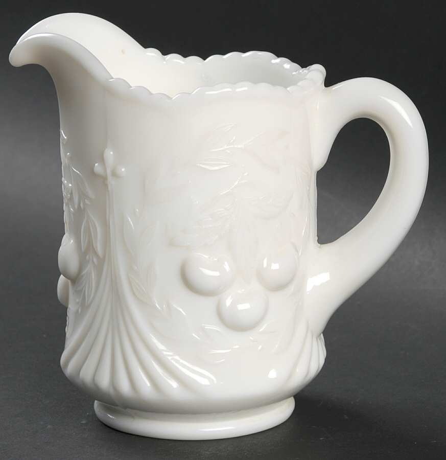 Cherry Milk Glass Creamer by L G Wright Glass-1