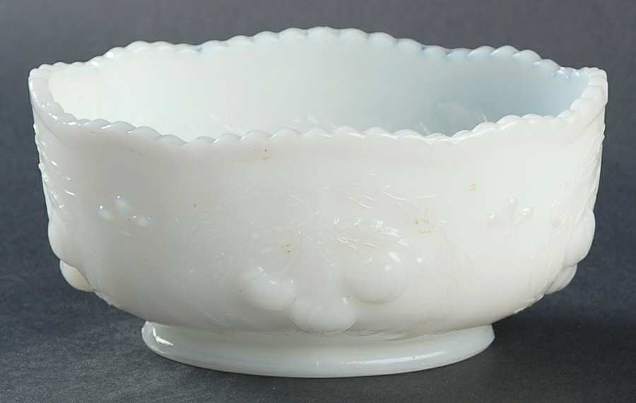 Cherry Milk Glass 5" Oval Bowl by L G Wright Glass-1