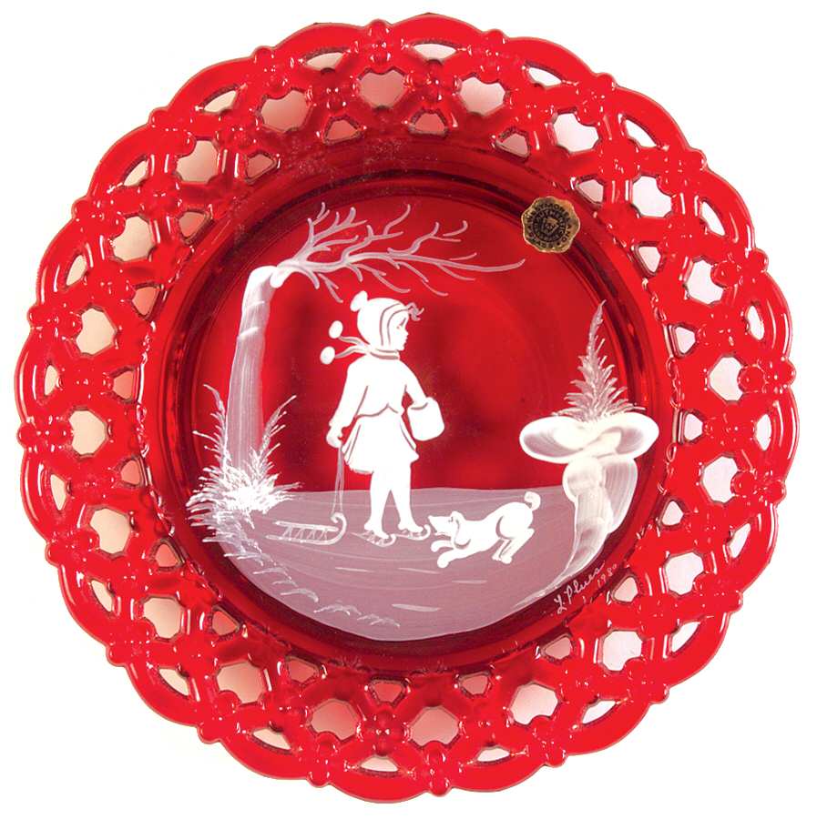 Mary Gregory Ruby 8" Decorative Plate by Westmoreland-1