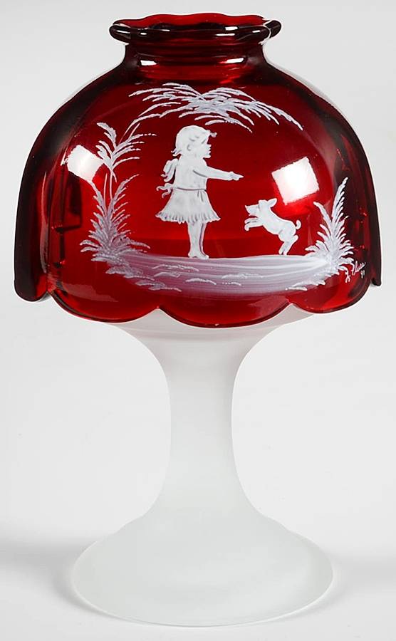 Mary Gregory Ruby (2 Piece) Candle Lamp by Westmoreland-1