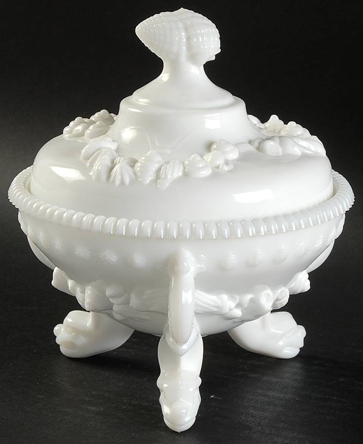 Argonaut Shell Milk Glass Candy Dish & Lid by Westmoreland-1