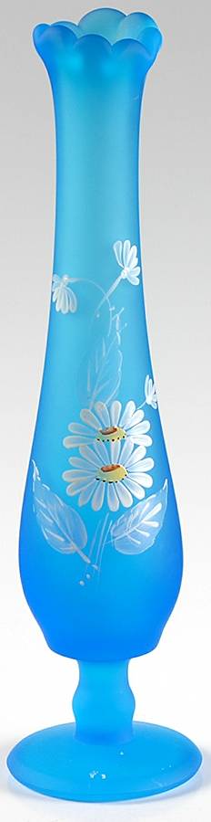 Daisy Decal Blue Mist Bud Vase by Westmoreland-1