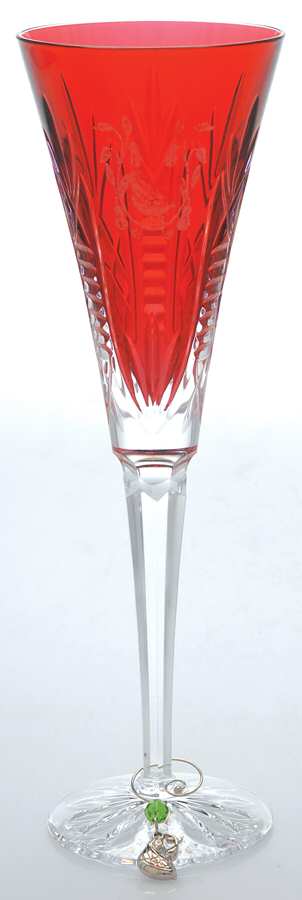 Twelve Days of Christmas Ruby (Boxed) Fluted Champagne & Charm by Waterford Crystal-1