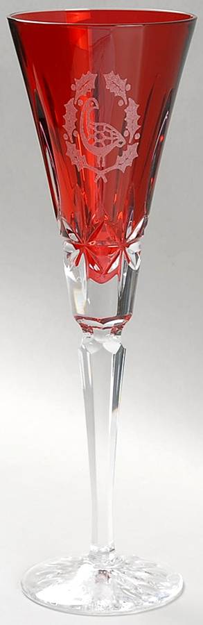 Twelve Days of Christmas Ruby Fluted Champagne No Charm by Waterford Crystal-1