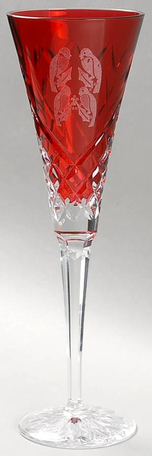 Twelve Days of Christmas Ruby Fluted Champagne No Charm by Waterford Crystal-1