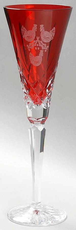 Twelve Days of Christmas Ruby Fluted Champagne No Charm by Waterford Crystal-1