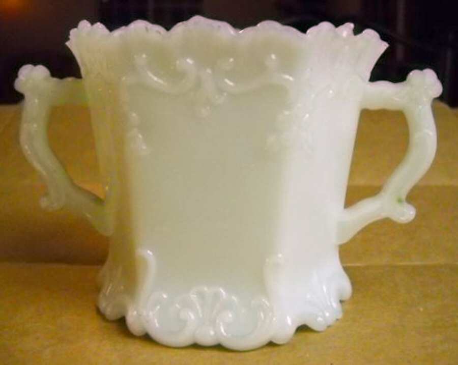 Paneled Forget Me Not Milkglass Open Sugar by Westmoreland-1