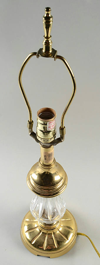Lamps 21" Electric Lamp Brass Base No Shade by Waterford Crystal-1