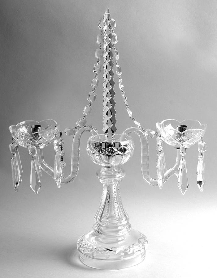 Candelabras Bobeche & Prism 2 Light with Candelabra by Waterford Crystal-1
