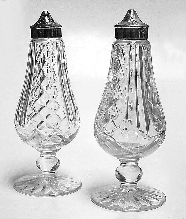 Salt & Pepper, Salt Dips Footed Shaker Set & Metal Lids by Waterford Crystal-1