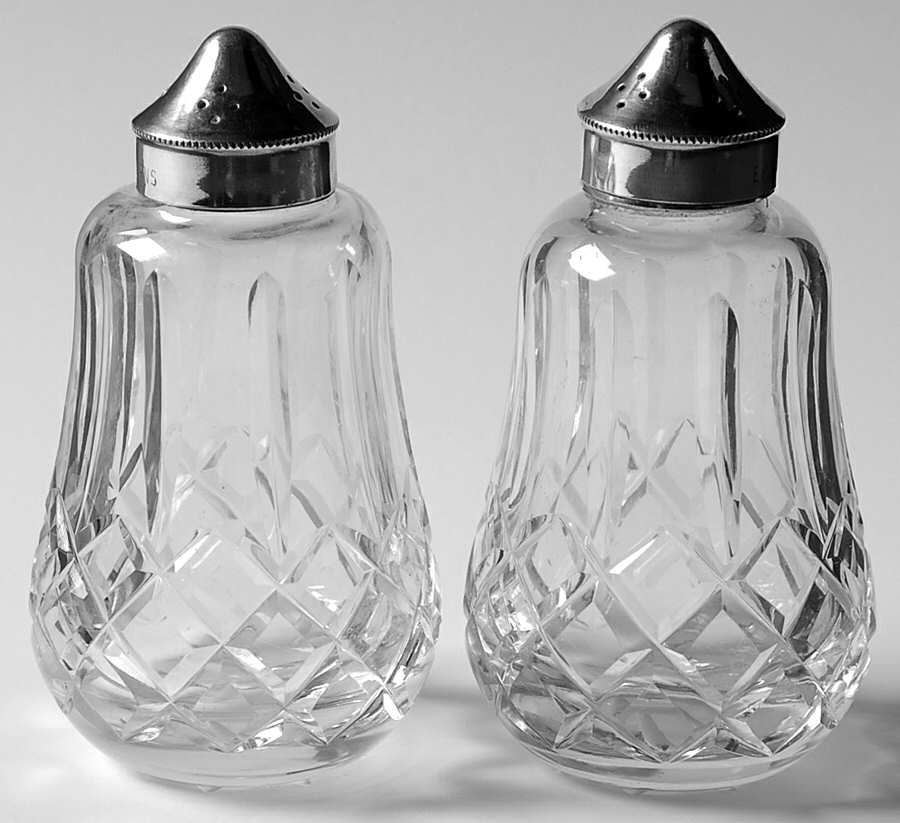 Salt & Pepper, Salt Dips Shaker Set w/Metal Lids by Waterford Crystal-1