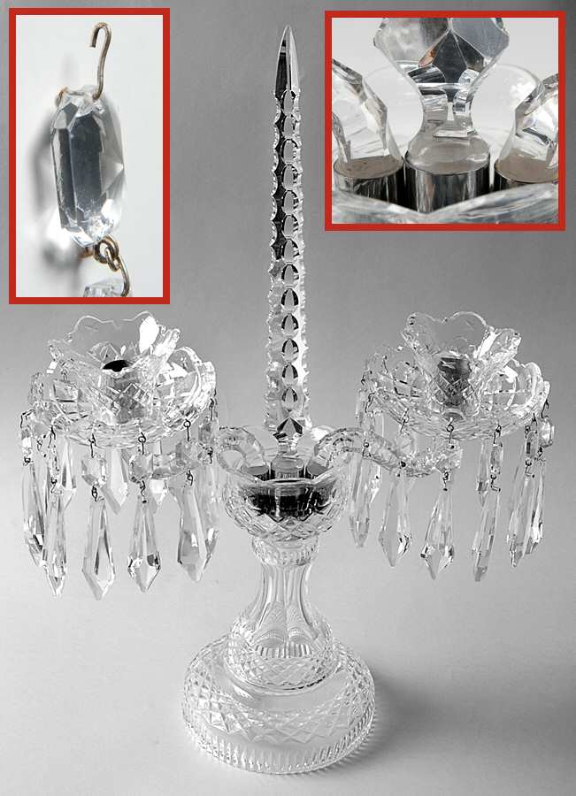 Candelabras 2 Light Candelabra with Bobeche & Prisms by Waterford Crystal-1