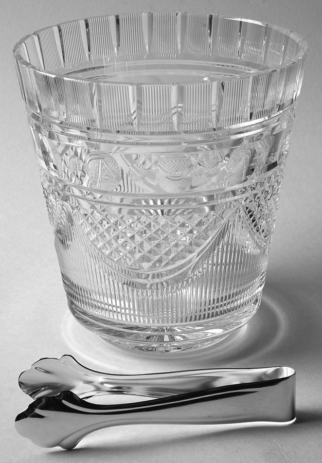 Russborough Ice Bucket with Tongs by Waterford Crystal-1
