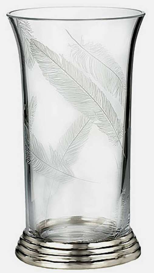 Feather 11" Flower Vase with Metal Base by Waterford Crystal-1