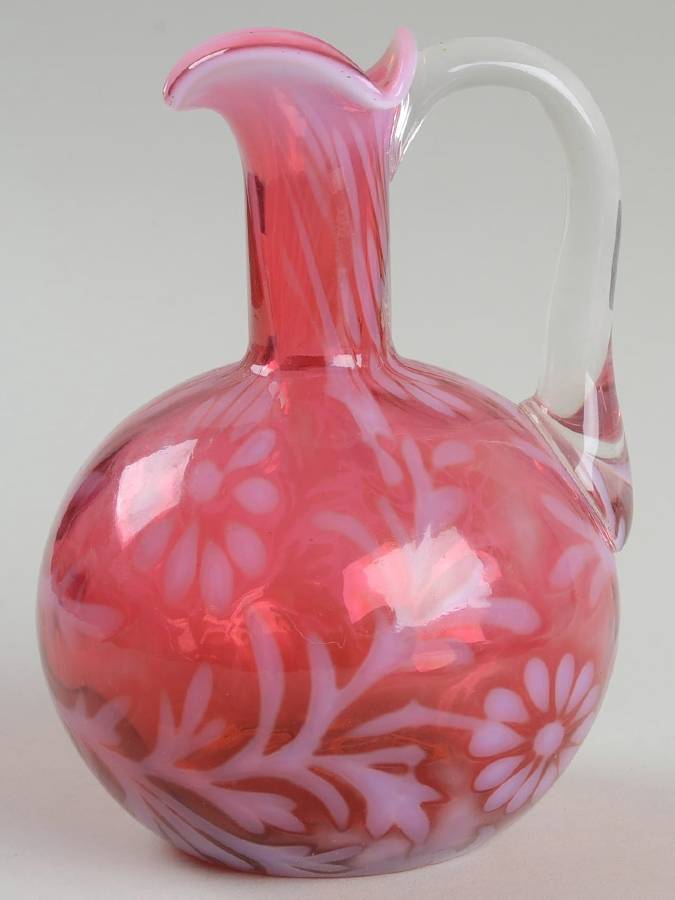 Daisy & Fern Cranberry Cruet No Stopper by L G Wright Glass-1